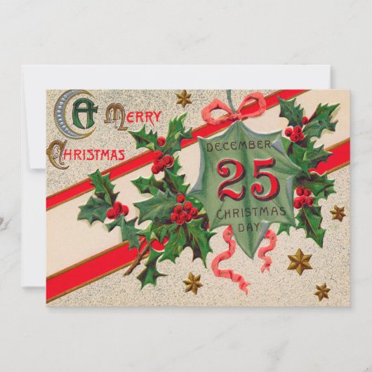 Invitation Décembre 25 Holly Noël Ornament (Devant)