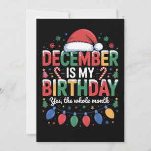Invitation Décembre est mon anniversaire Noël Chapeau de Père