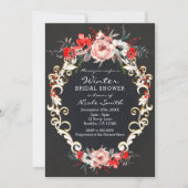 Invitation Décembre Fête des mariées d'hiver Holly Berry Flor (Devant)