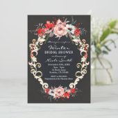 Invitation Décembre Fête des mariées d'hiver Holly Berry Flor (Debout devant)