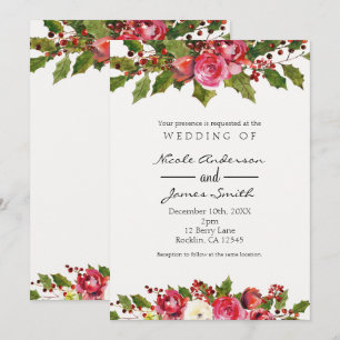 Invitation Décembre Mariage d'Hiver de Noël de Baie de Houx F