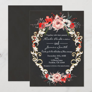 Invitation Décembre Mariage d'hiver Holly Berry Floral Élégan