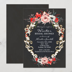 Invitation Décembre Mariage Shower d'hiver Floral de houx de