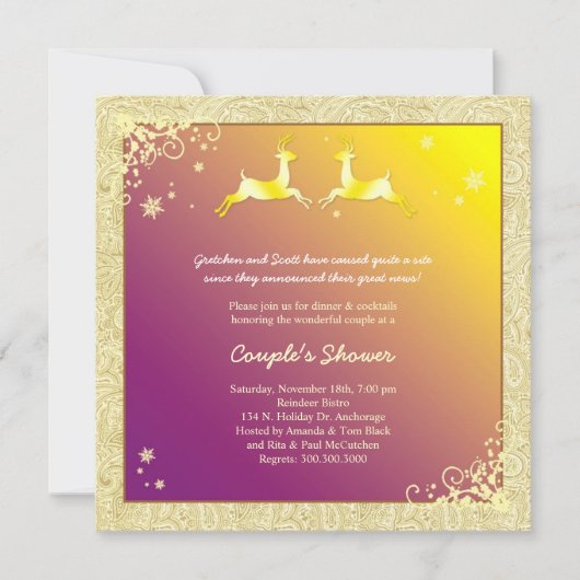 Invitation Décembre Reindeer Mariage Couples Douche (Devant)
