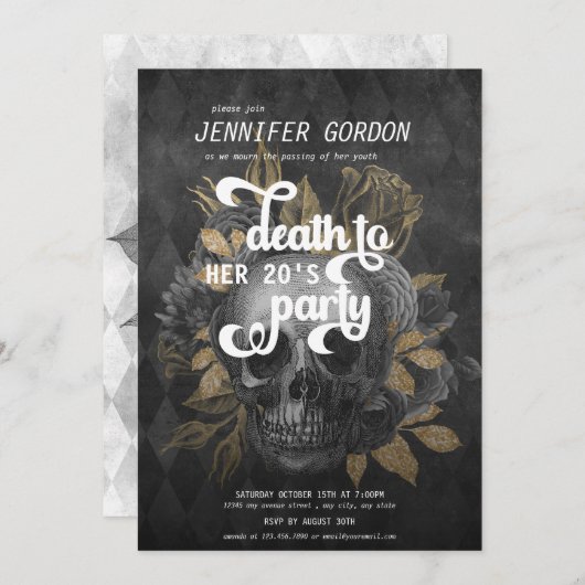Invitation Décès à ma fête d'anniversaire de jeunesse | Goth  (Devant / Derrière)