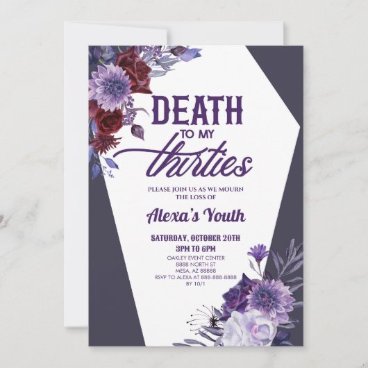 Invitation Décès à mes trente Floral 40e Anniversaire (Devant)