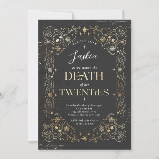 Invitation Décès à mes vingt ans Fête du 30e anniversaire d'H (Devant)