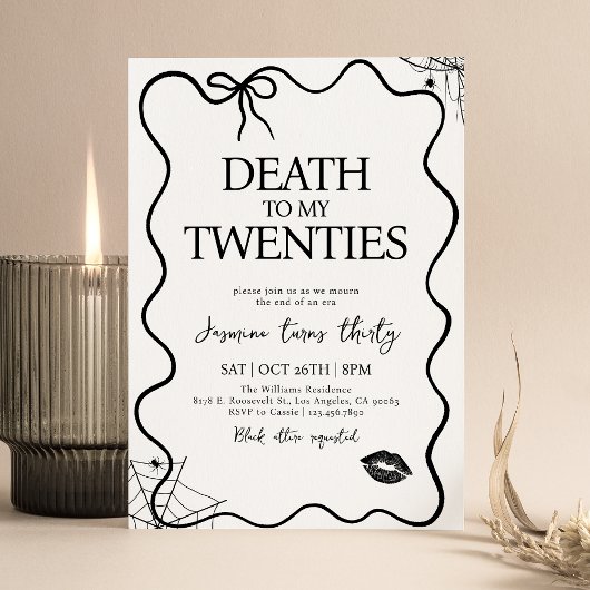 Invitation Décès à mes vingt-dix ans fête de l'anniversaire