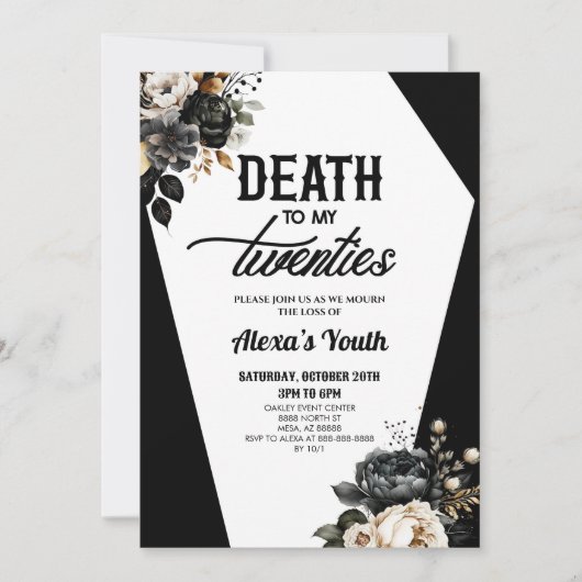 Invitation Décès à mes vingt Floral 30e Anniversaire (Devant)