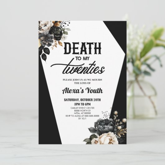 Invitation Décès à mes vingt Floral 30e Anniversaire (Debout devant)