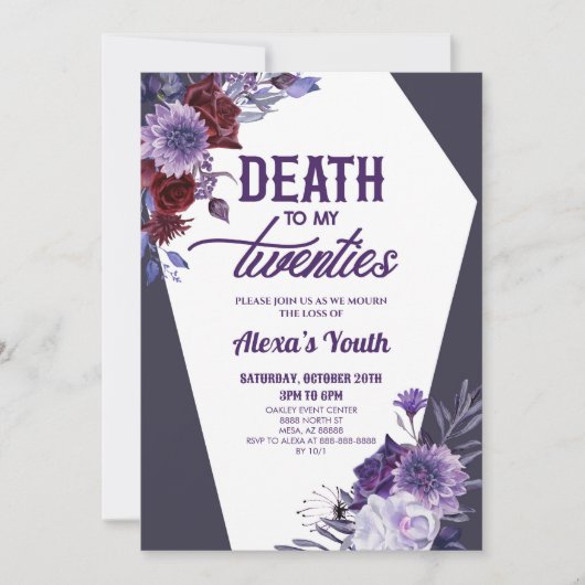 Invitation Décès à mes vingt Floral 30e Anniversaire (Devant)