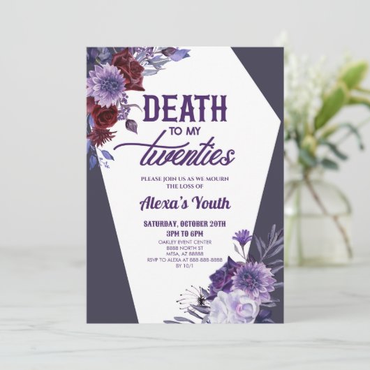 Invitation Décès à mes vingt Floral 30e Anniversaire (Debout devant)