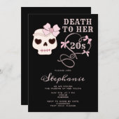 Invitation Décès à ses 20 ans Disco Cowgirl Skull 30e anniver (Devant / Derrière)