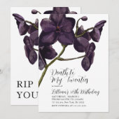 Invitation Décès de la florale noire à la jeunesse (Devant / Derrière)