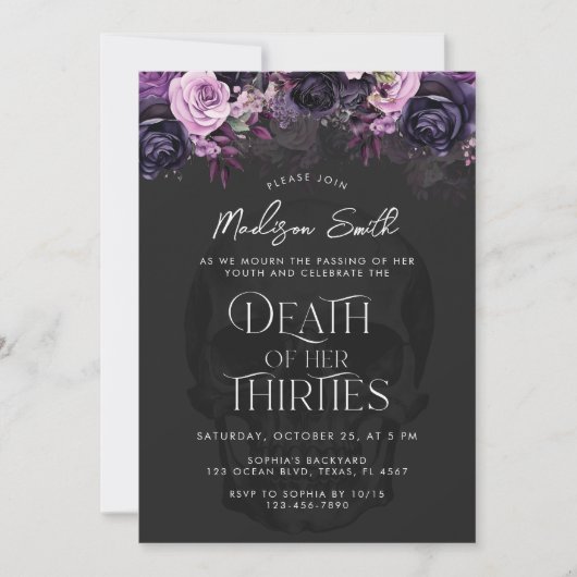 Invitation Décès de ses trente 40e anniversaire (Devant)
