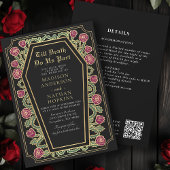 Invitation Décès Nous Part Or Noir Mariage gothique QR Code