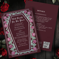 Décès Nous Part Rose Rouge Gothique Mariage QR Cod