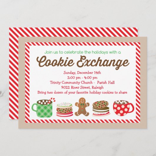 Invitation d'échange de biscuit de Noël (Devant / Derrière)