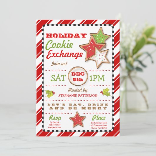 Invitation d'échange de biscuit de Noël de (Debout devant)