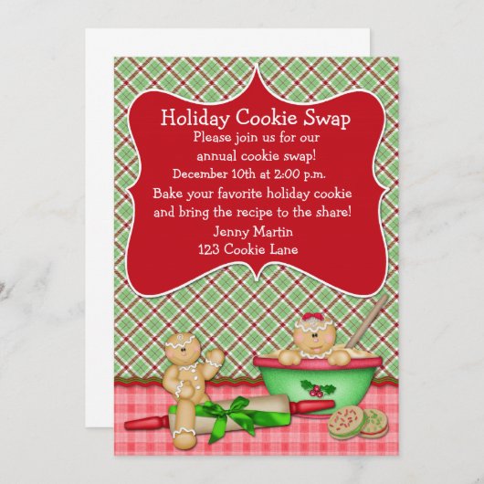 Invitation d'échange de biscuit de vacances de (Devant / Derrière)