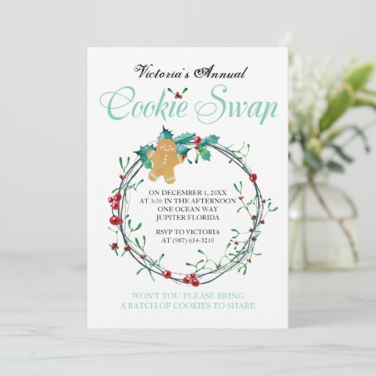 Invitation d'échange de biscuits de Noël - Bonhomm (Debout devant)