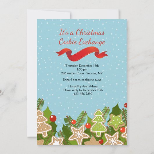 Invitation d'échange de biscuits de vacances (Devant)