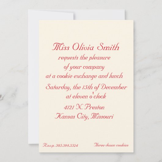 Invitation d'échange de cookies (Dos)