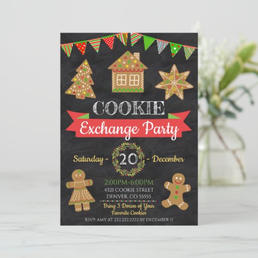 Invitation d'échange de cookies de Noël (Debout devant)