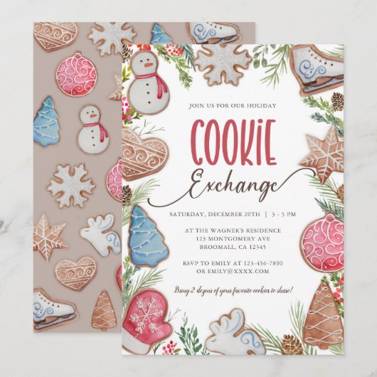 Invitation d'échange de cookies de Noël (Devant / Derrière)