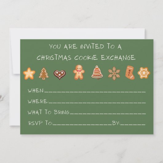 Invitation d'échange de cookies de Noël (Devant)