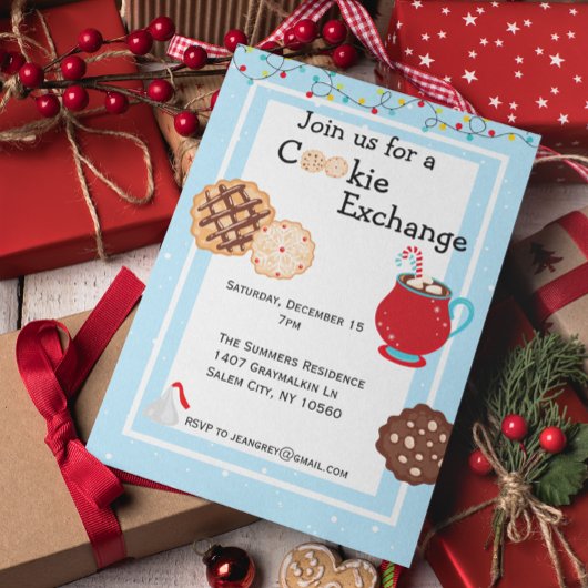 Invitation d'échange de cookies de Noël