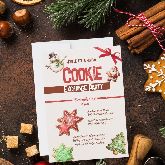 Invitation d'échange de cookies de Noël