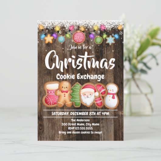 Invitation d'échange de cookies de Noël (Debout devant)
