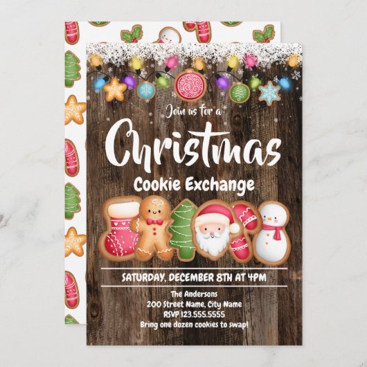 Invitation d'échange de cookies de Noël (Devant / Derrière)