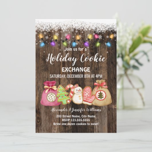 Invitation d'échange de cookies de vacances (Debout devant)