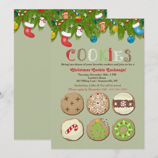 Invitation d'échange de cookies de vacances (Devant / Derrière)