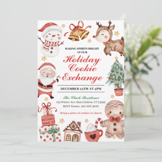 Invitation d'échange de cookies de vacances, Noël (Debout devant)