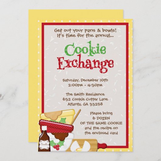 Invitation d'échange de cookies Invitation de fête (Devant / Derrière)