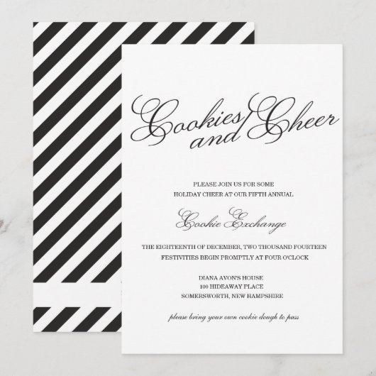 Invitation d'échange de cookies noir et blanc clas (Devant / Derrière)