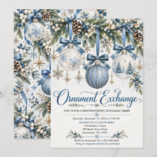Invitation d'échange d'ornement à l'aquarelle bleu