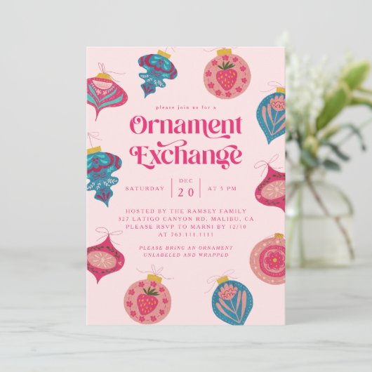 Invitation d'échange d'ornement de Noël (Debout devant)