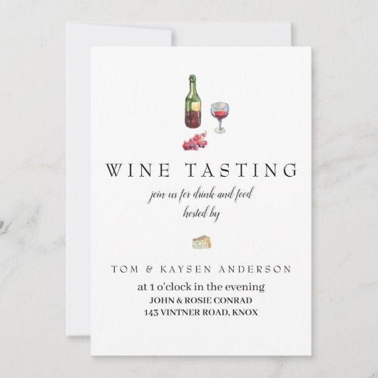 invitation d'échantillon de vin (Devant)