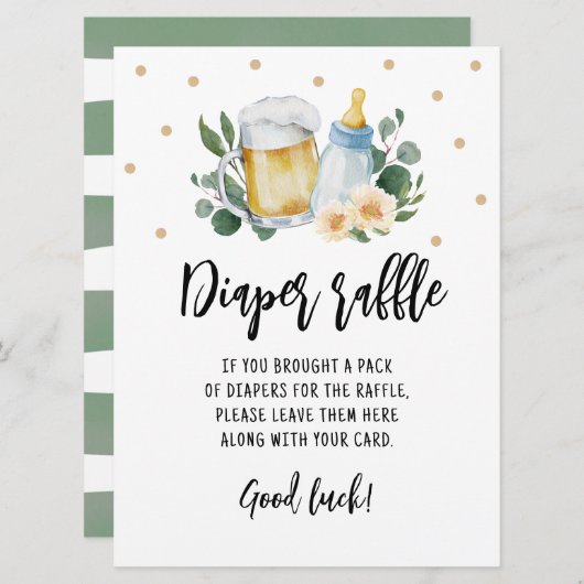 Invitation Déchet Raffle signe Jeu Baby Is Brewing Greenery (Devant / Derrière)