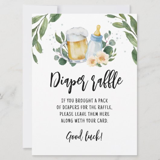 Invitation Déchet Raffle signe Jeu Baby Is Brewing Greenery (Devant)