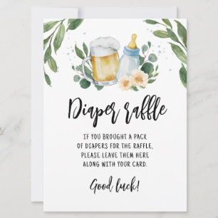 Invitation Déchet Raffle signe Jeu Baby Is Brewing Greenery