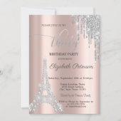 Invitation Déchets d'argent, Diamants Tour Eiffel 30e anniver (Devant)