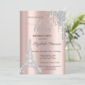 Invitation Déchets d'argent, Diamants Tour Eiffel 30e anniver (Debout devant)