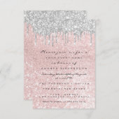 Invitation Déchets d'argent Mariage rose douce 16e (Devant / Derrière)