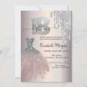Invitation Déchets d'argent Parties scintillant robe chic 18e (Devant)