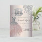 Invitation Déchets d'argent Parties scintillant robe chic 18e (Debout devant)